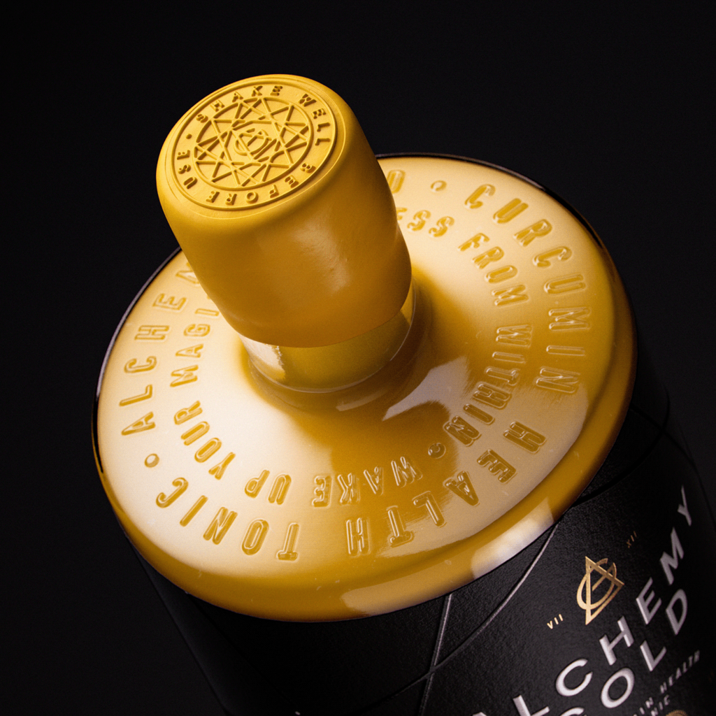 Alchemy Gold beverage branding by Kutchibok, Ltd