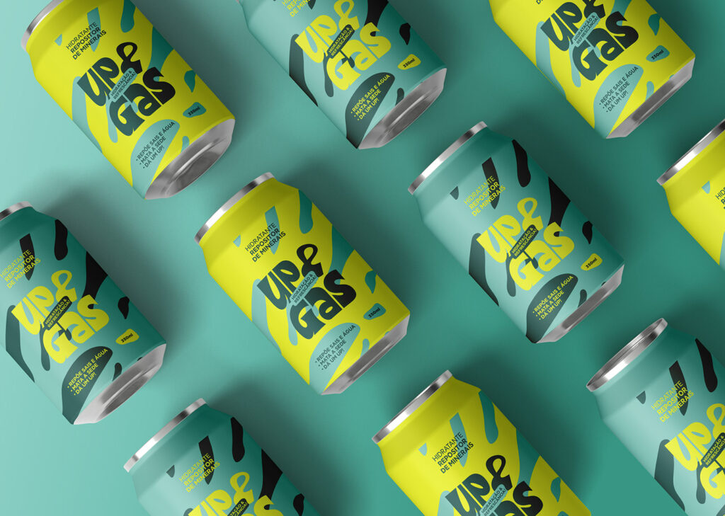 Up & Gas sparkling drinks beverage branding and packaging design by Nord Brands