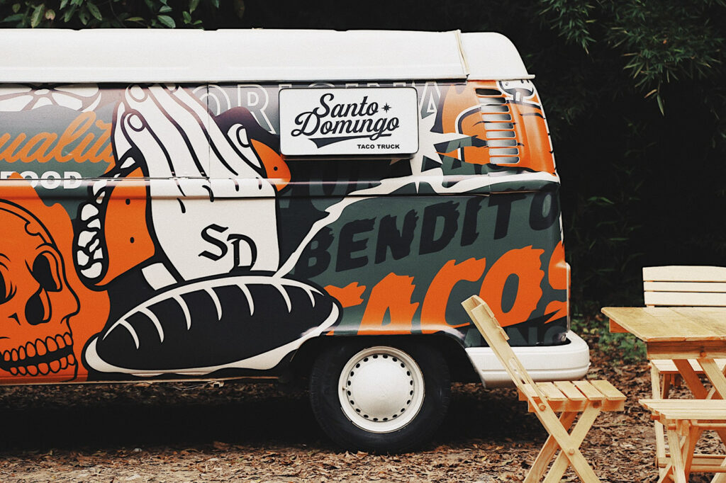 Santo Domingo tacos restaurant branding by The Hungry