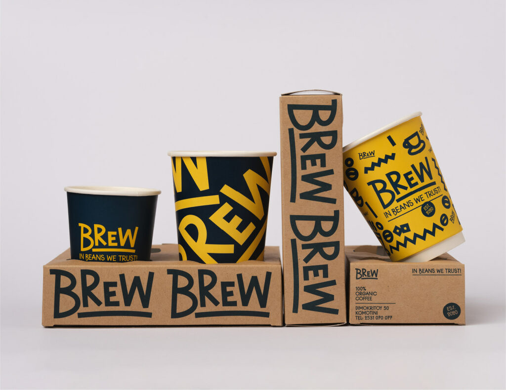 Brew organic coffee restaurant branding by Studio Hervik