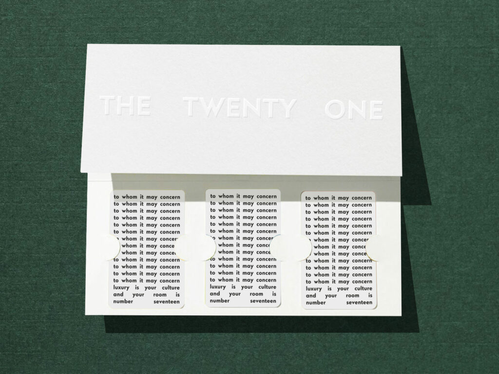 The Twenty One hotel branding by Marlon Tate in Athens Greece