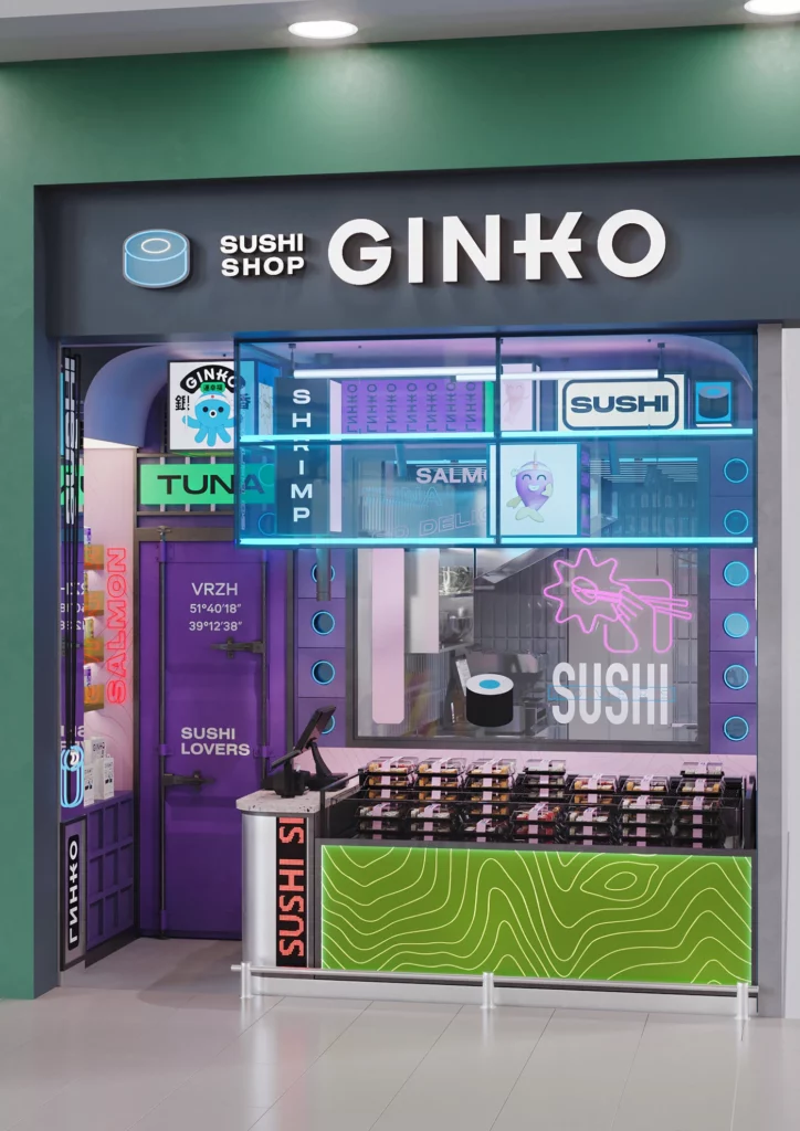 Ginko sushi restaurant branding by Muravina Anna, Sazonova Elena, Morozova Elena Yanovaya Yana Anastasia Ma