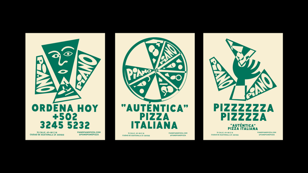 Piano Piano pizza restaurant branding by Andrew Higueros