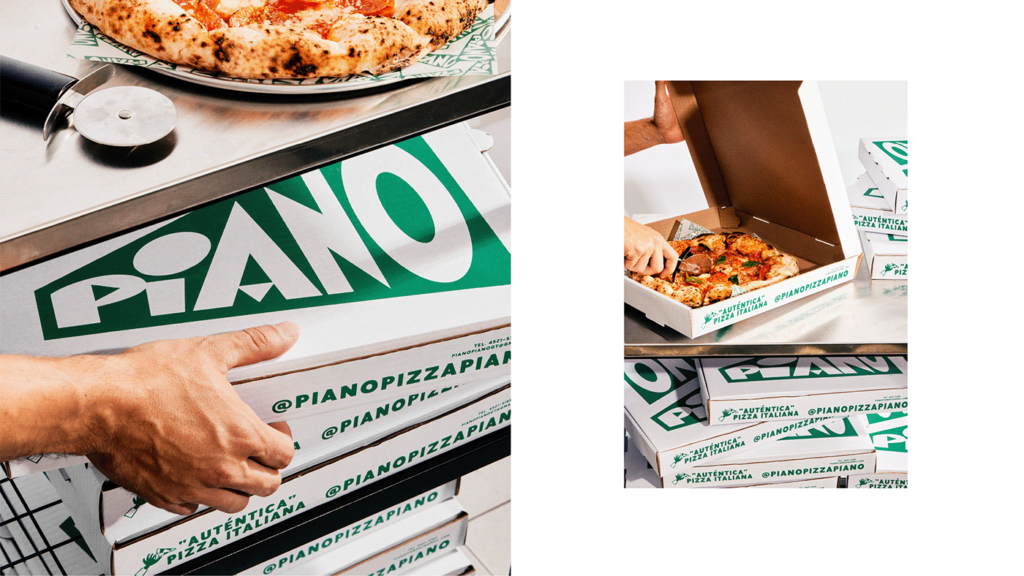 Piano Piano pizza restaurant branding by Andrew Higueros