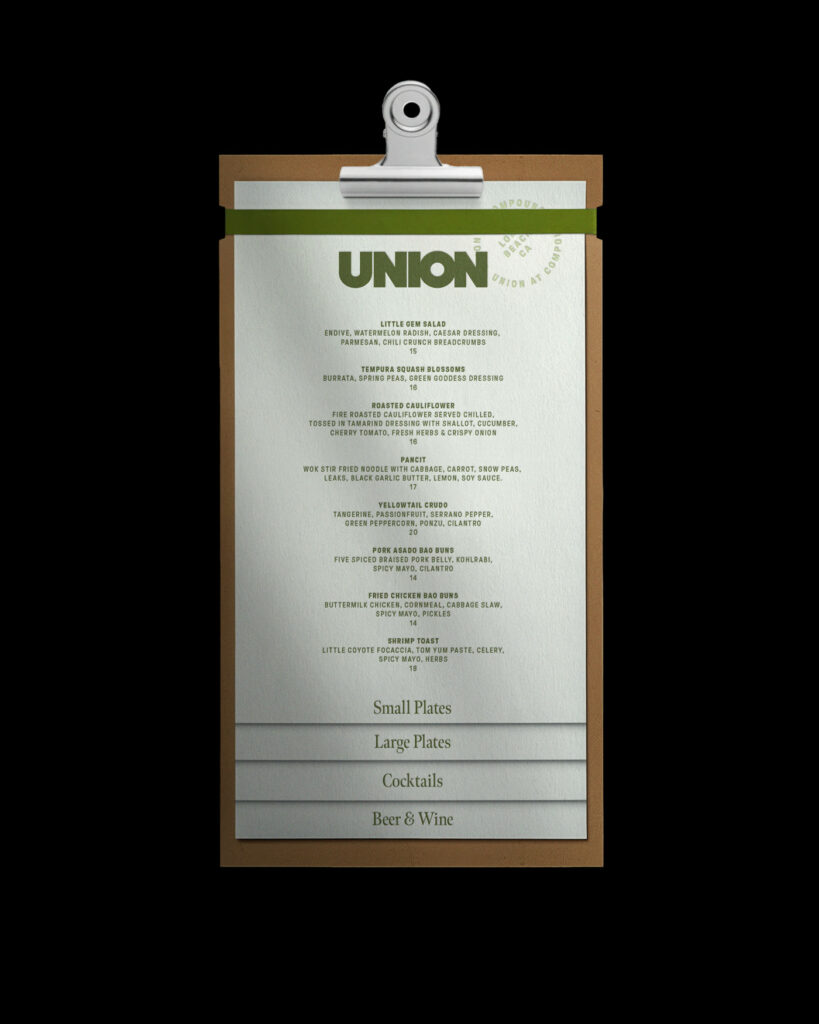 Union restaurant branding by Forth + Back Studio